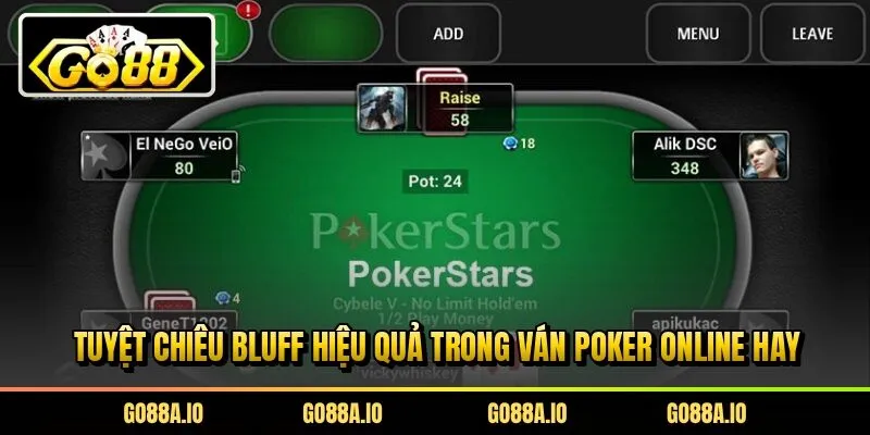 Tuyệt chiêu bluff hiệu quả trong ván poker online hay